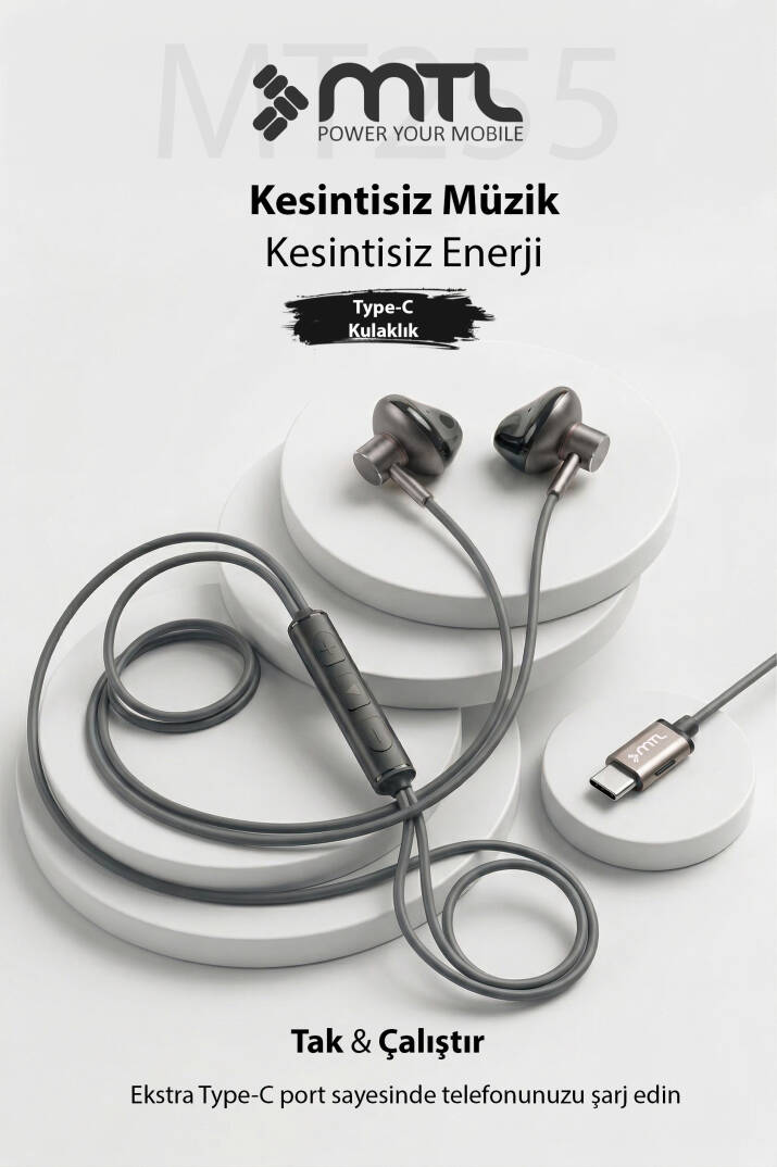 Type-C Mıknatıslı Stereo Kulaklık Şarj Girişli Tak Çalıştır Oyuncu - Yüksek Ses Kalitesi MT255 - 1