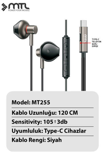 Type-C Mıknatıslı Stereo Kulaklık Şarj Girişli Tak Çalıştır Oyuncu - Yüksek Ses Kalitesi MT255 - 4
