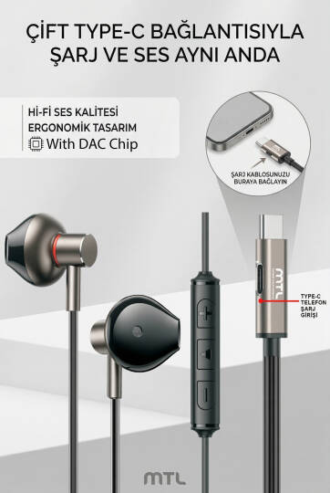 Type-C Mıknatıslı Stereo Kulaklık Şarj Girişli Tak Çalıştır Oyuncu - Yüksek Ses Kalitesi MT255 - 8