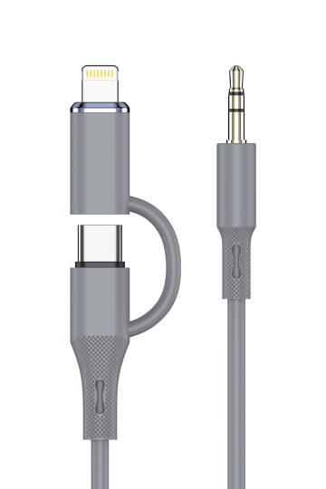 Type-C ve iPhone Lightning To 3.5mm Aux Dolanmaz Silikon Ses Kablosu 2 in 1 Stereo OTG MT2812