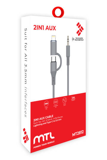 Type-C ve iPhone Lightning To 3.5mm Aux Dolanmaz Silikon Ses Kablosu 2 in 1 Stereo OTG MT2812 - 3