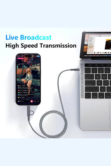 Type-C ve iPhone Lightning To 3.5mm Aux Dolanmaz Silikon Ses Kablosu 2 in 1 Stereo OTG MT2812 - 4