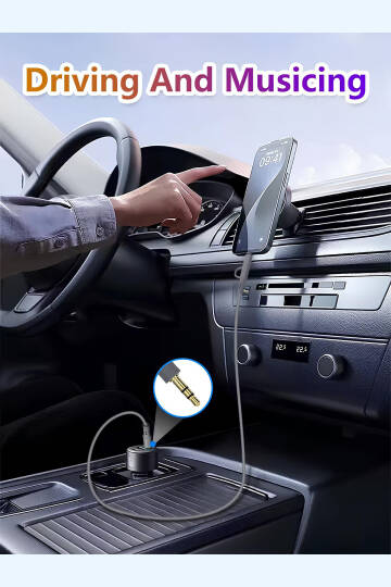 Type-C ve iPhone Lightning To 3.5mm Aux Dolanmaz Silikon Ses Kablosu 2 in 1 Stereo OTG MT2812 - 5