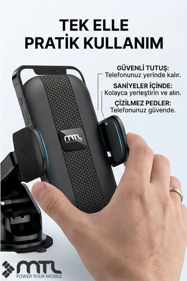 Uzatılabilir Kol Araç İçi Dayanıklı Güçlü Vantuzlu Telefon Tutucu Kilitli 360° Döner Başlık MT6068 - 5