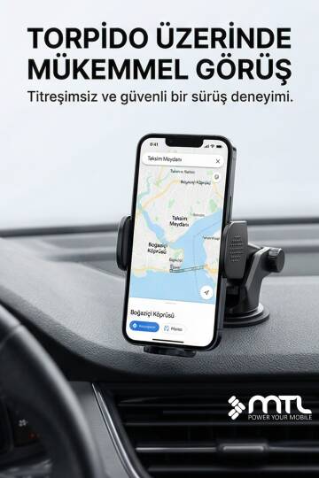 Uzatılabilir Kol Araç İçi Dayanıklı Güçlü Vantuzlu Telefon Tutucu Kilitli 360° Döner Başlık MT6068 - 10