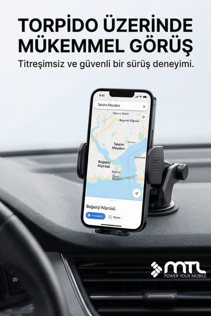 Uzatılabilir Kol Araç İçi Dayanıklı Güçlü Vantuzlu Telefon Tutucu Kilitli 360° Döner Başlık MT6068 - 10