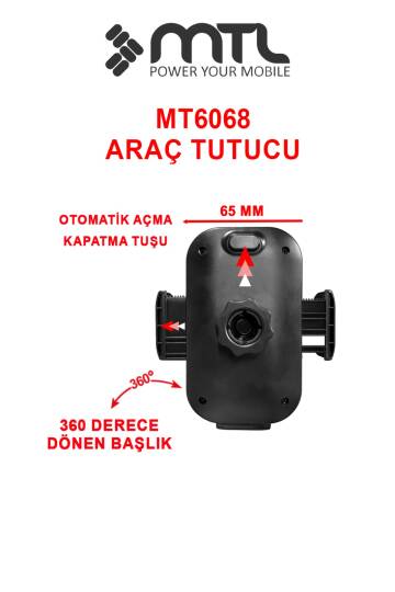 Uzatılabilir Kol Araç İçi Dayanıklı Güçlü Vantuzlu Telefon Tutucu Kilitli 360° Döner Başlık MT6068 - 11