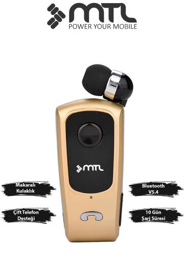 Yaka Klipsli Mono Makaralı Bluetooth Kulaklık Çift Telefon Destekli Mt920