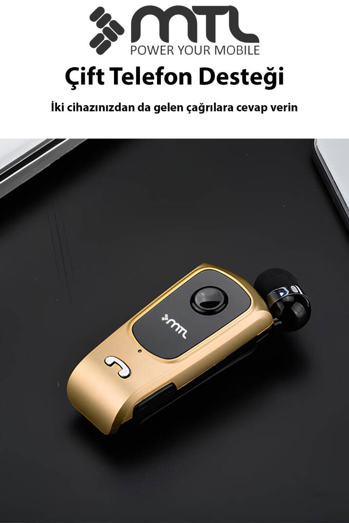 Yaka Klipsli Mono Makaralı Bluetooth Kulaklık Çift Telefon Destekli Mt920 - 3