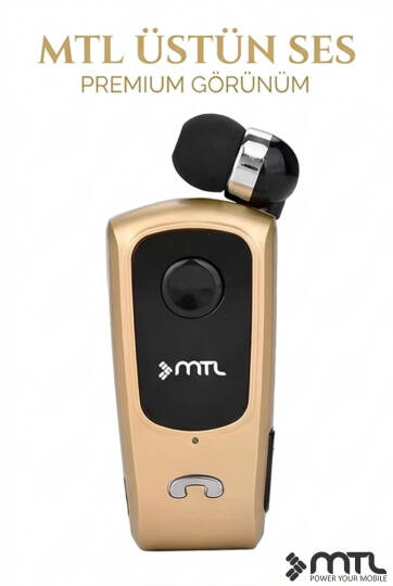 Yaka Klipsli Mono Makaralı Bluetooth Kulaklık Çift Telefon Destekli Mt920 - 5