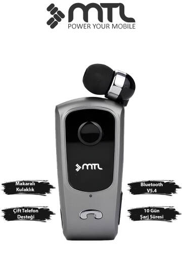 Yaka Klipsli Mono Makaralı Bluetooth Kulaklık Çift Telefon Destekli Mt920 - 7
