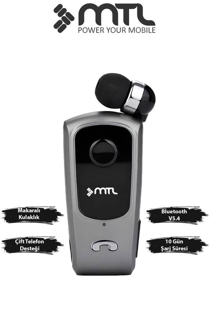 Yaka Klipsli Mono Makaralı Bluetooth Kulaklık Çift Telefon Destekli Mt920 - 7