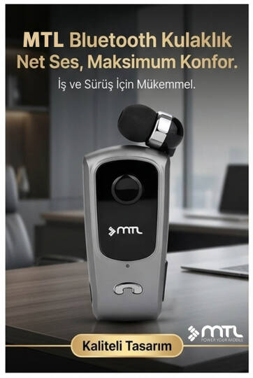 Yaka Klipsli Mono Makaralı Bluetooth Kulaklık Çift Telefon Destekli Mt920 - 12