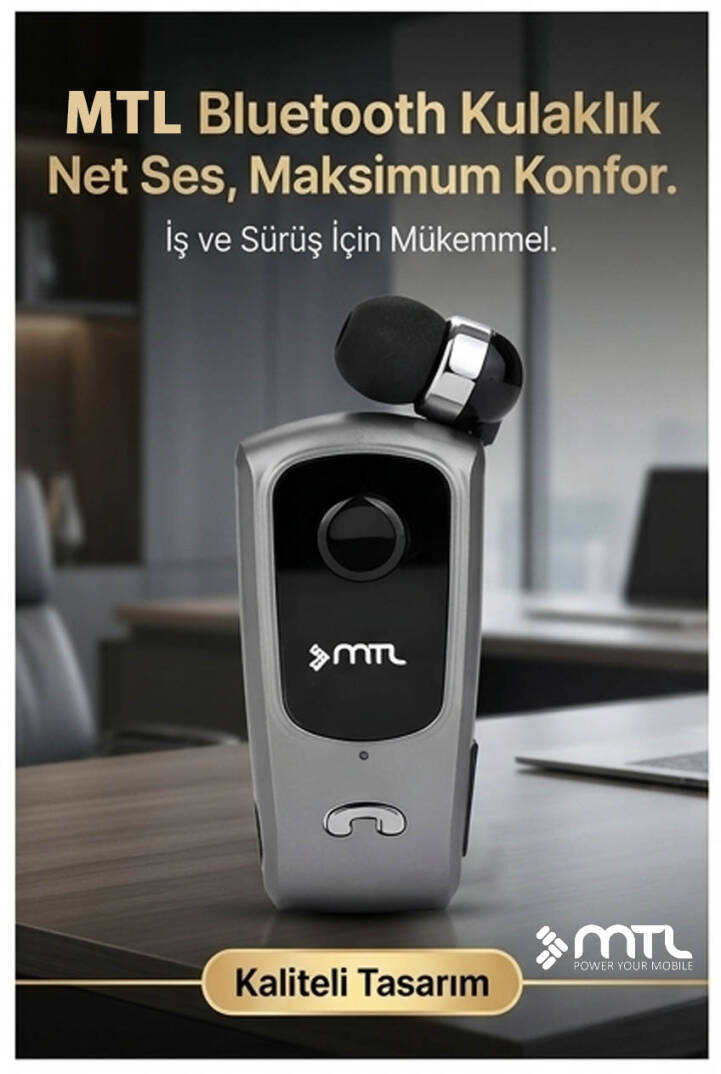 Yaka Klipsli Mono Makaralı Bluetooth Kulaklık Çift Telefon Destekli Mt920 - 12