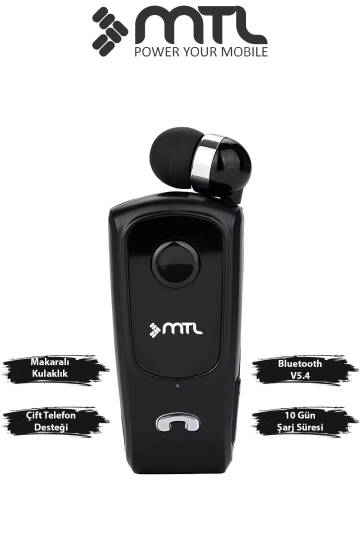 Yaka Klipsli Mono Makaralı Bluetooth Kulaklık Çift Telefon Destekli Mt920 - 14