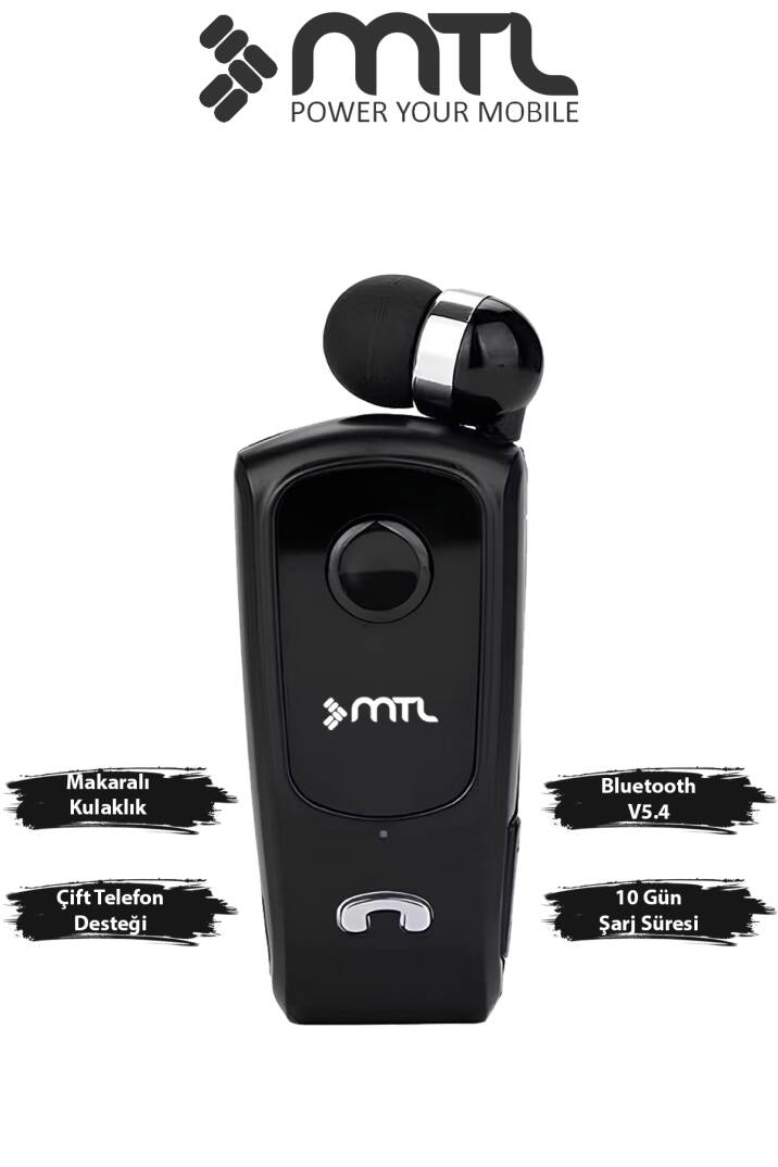 Yaka Klipsli Mono Makaralı Bluetooth Kulaklık Çift Telefon Destekli Mt920 - 14