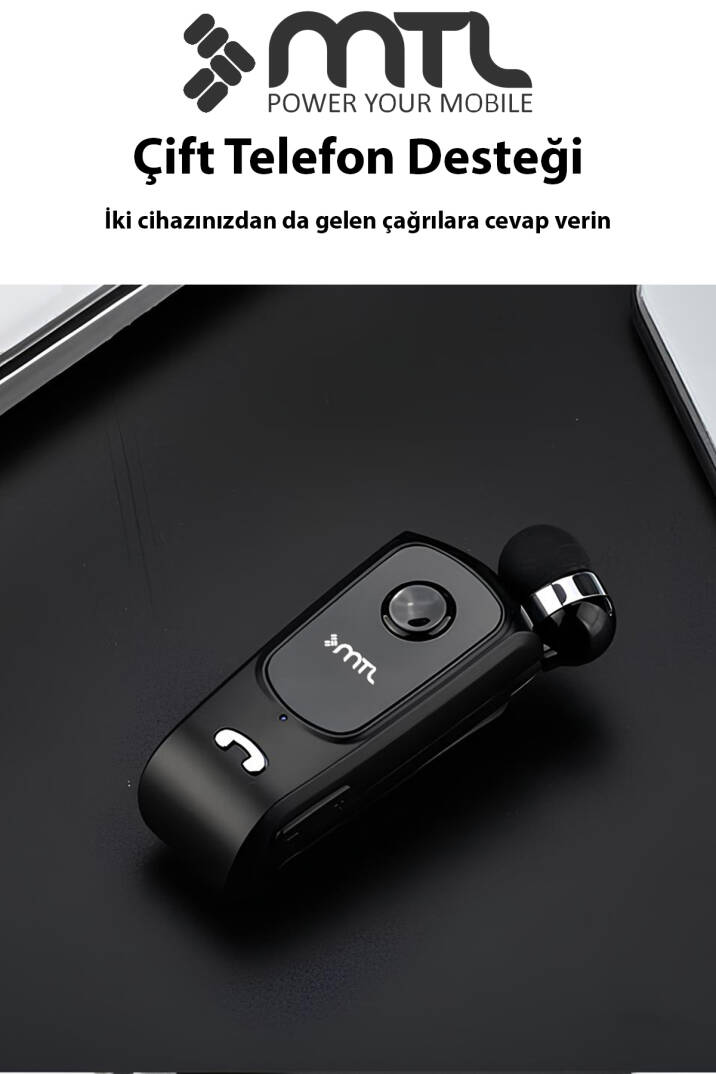 Yaka Klipsli Mono Makaralı Bluetooth Kulaklık Çift Telefon Destekli Mt920 - 16