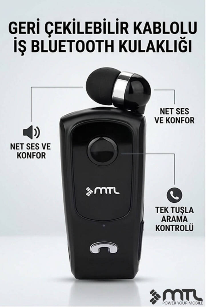 Yaka Klipsli Mono Makaralı Bluetooth Kulaklık Çift Telefon Destekli Mt920 - 17