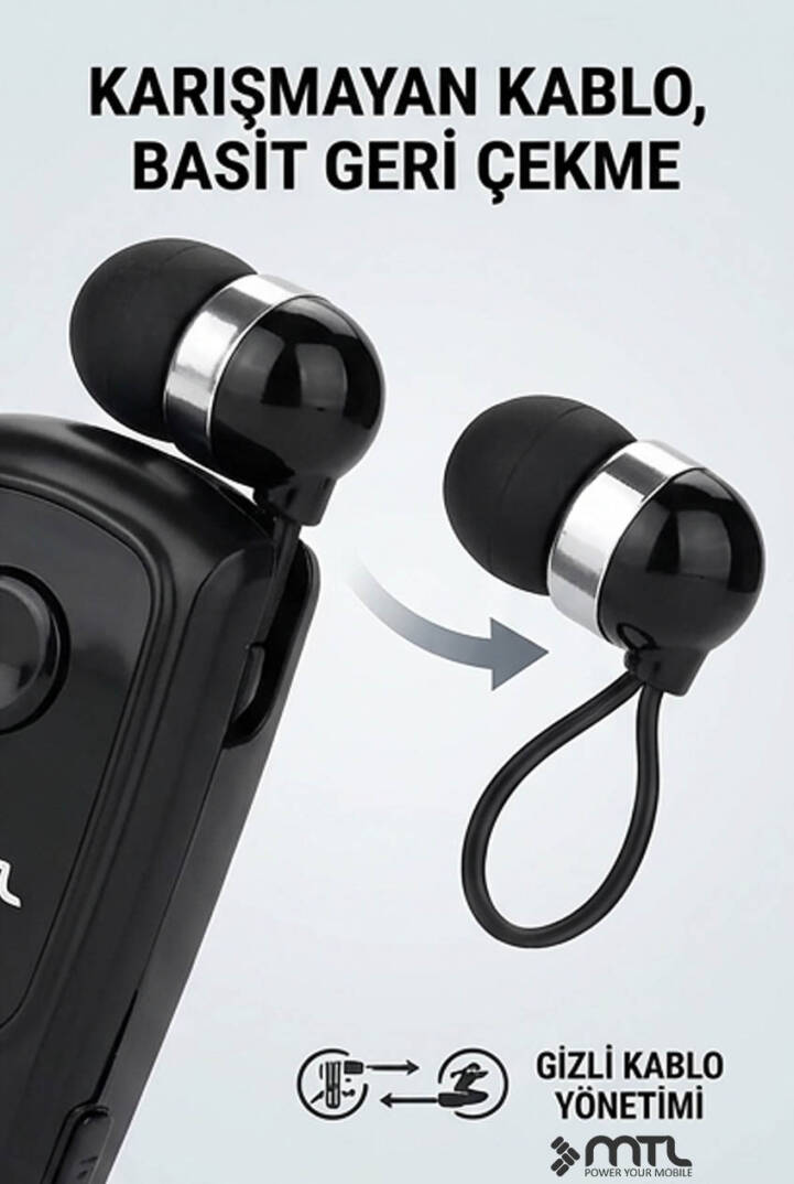 Yaka Klipsli Mono Makaralı Bluetooth Kulaklık Çift Telefon Destekli Mt920 - 18